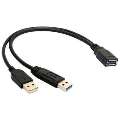 2 in 1 USB 3.0 Female to USB 2.0 + USB 3.0 Male Cable for Computer / Laptop, Length: 29cm by buy2fix