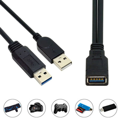 2 in 1 USB 3.0 Female to USB 2.0 + USB 3.0 Male Cable for Computer / Laptop, Length: 29cm by buy2fix