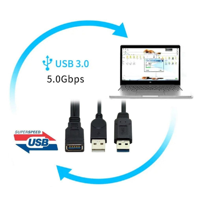 2 in 1 USB 3.0 Female to USB 2.0 + USB 3.0 Male Cable for Computer / Laptop, Length: 29cm by buy2fix