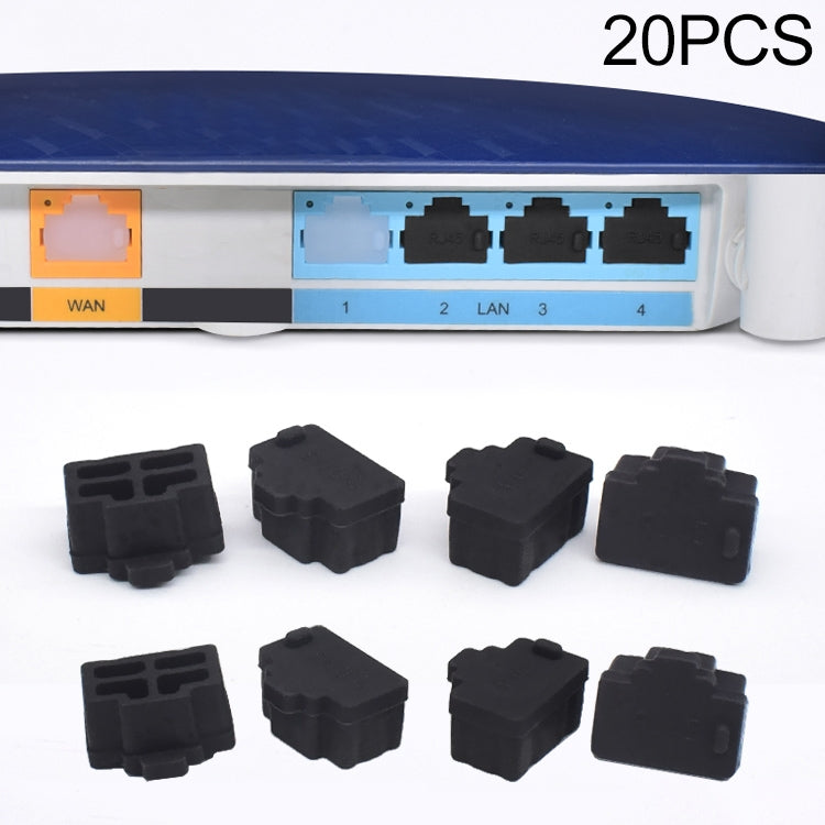 20 PCS Silicone Anti-Dust Plugs for RJ45 Port(Black) by buy2fix