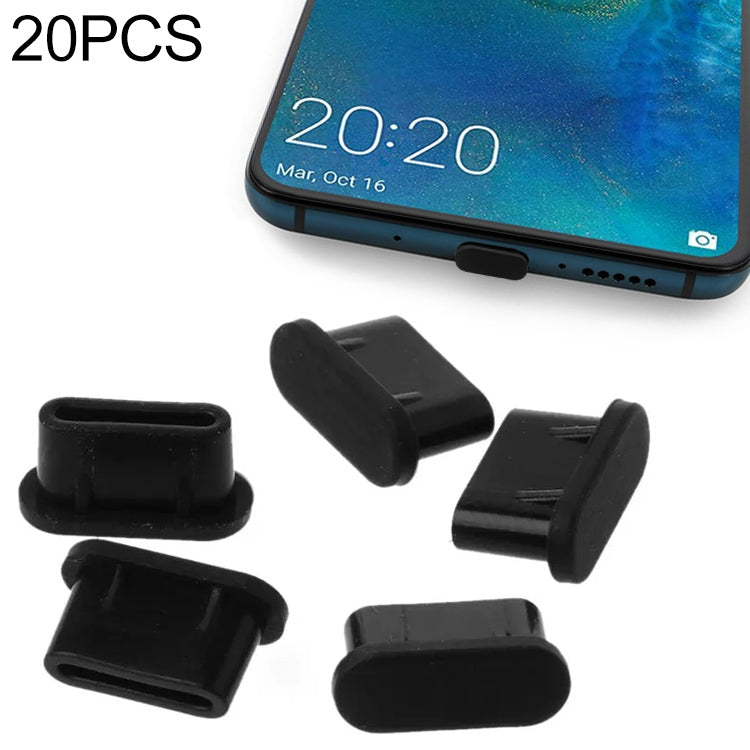 20 PCS Silicone Anti-Dust Plugs for USB-C / Type-C Port(Black) - Anti-Dust Plugs by buy2fix | Online Shopping UK | buy2fix