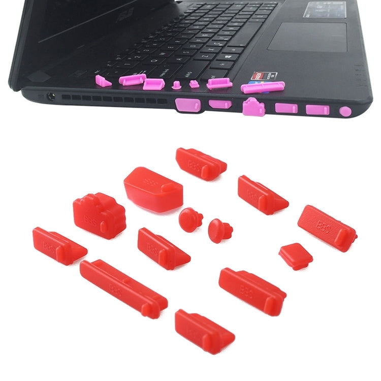 13 in 1 Universal Silicone Anti-Dust Plugs for Laptop(Red) - Anti-Dust Plugs by buy2fix | Online Shopping UK | buy2fix
