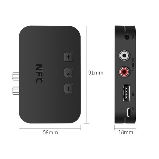 TI-800 NFC Desktop Bluetooth 5.0  Adapter Music Receiver for USB Drive Reads Bluetooth Speaker (Black) - Audio Receiver Transmitter by buy2fix | Online Shopping UK | buy2fix