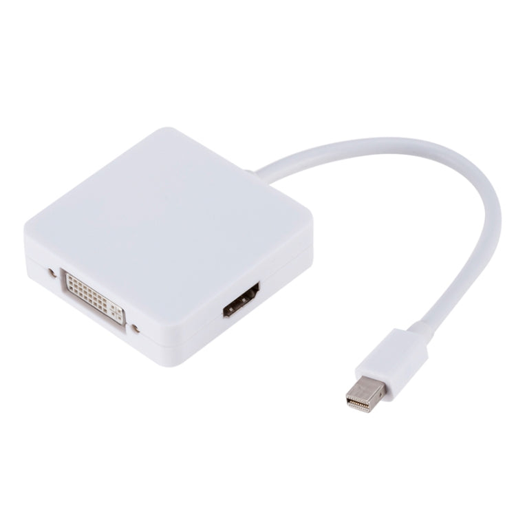 3 in 1 Mini DP Male to HDMI + VGA + DVI Female Square Adapter, Cable Length: 18cm (White) by buy2fix