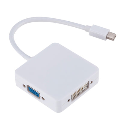 3 in 1 Mini DP Male to HDMI + VGA + DVI Female Square Adapter, Cable Length: 18cm (White) by buy2fix
