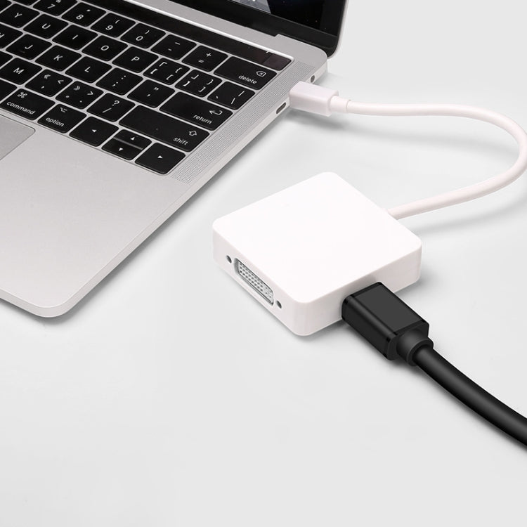 3 in 1 Mini DP Male to HDMI + VGA + DVI Female Square Adapter, Cable Length: 18cm (White) by buy2fix
