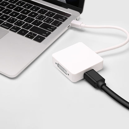 3 in 1 Mini DP Male to HDMI + VGA + DVI Female Square Adapter, Cable Length: 18cm (White) by buy2fix