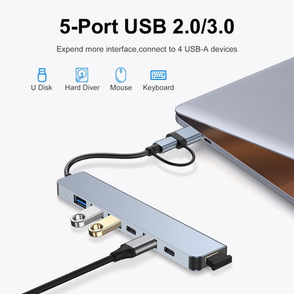 BYL-2217TU 7 in 1 USB 3.0 and Type-C / USB-C to USB 3.0 USB 2.0 HUB Adapter by buy2fix