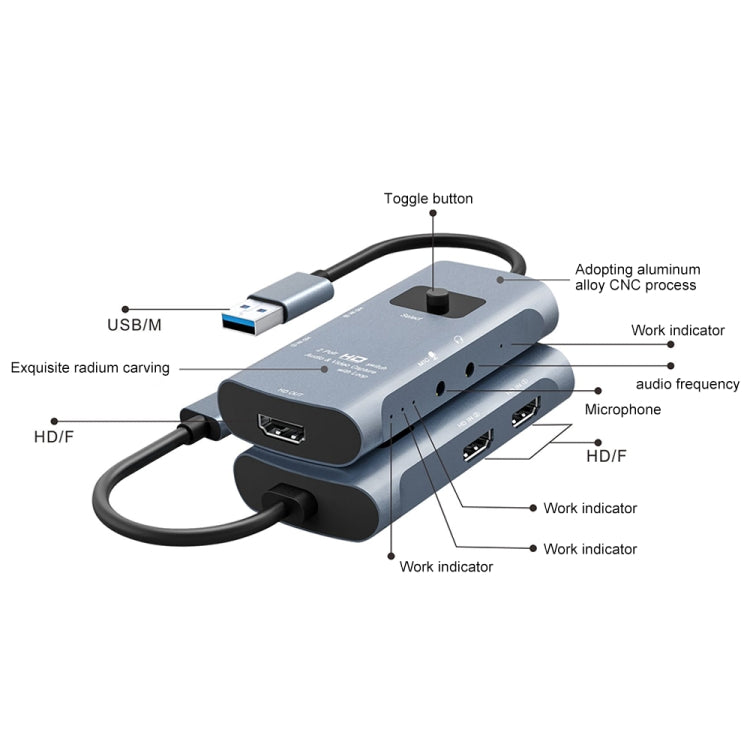 Z54 HDMI Output + 2 x HDMI Input + Mic + Audio to USB 3.0 Audio Video Capture Switcher with Loop - Video Capture Solutions by buy2fix | Online Shopping UK | buy2fix