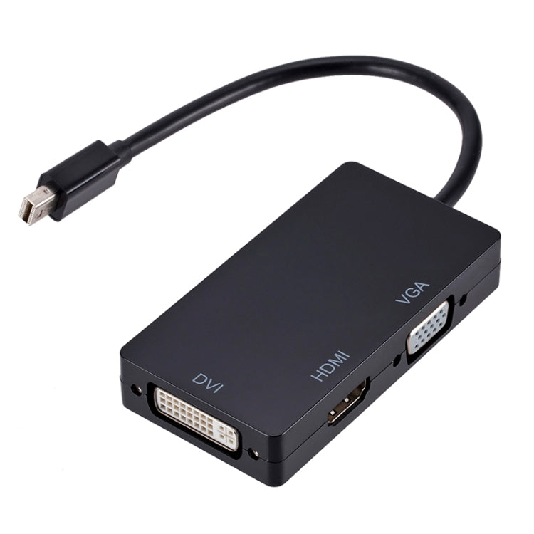 Mini DP to HDMI + DVI + VGA Rectangle Multi-function Converter, Cable Length: 28cm(Black) by buy2fix