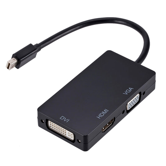 Mini DP to HDMI + DVI + VGA Rectangle Multi-function Converter, Cable Length: 28cm(Black) by buy2fix