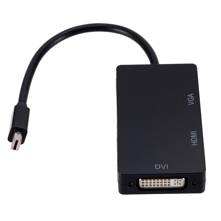 Mini DP to HDMI + DVI + VGA Rectangle Multi-function Converter, Cable Length: 28cm(Black) by buy2fix