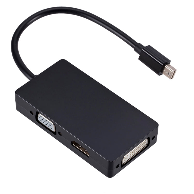 Mini DP to HDMI + DVI + VGA Rectangle Multi-function Converter, Cable Length: 28cm(Black) by buy2fix