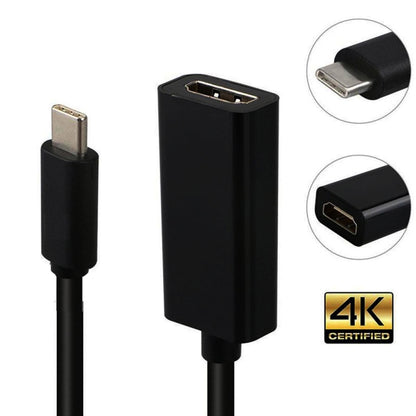 DNX-1 Mini Portable USB 3.1 USB-C/Type-C to HDMI HD 4K Conversion Cable(Black) by buy2fix