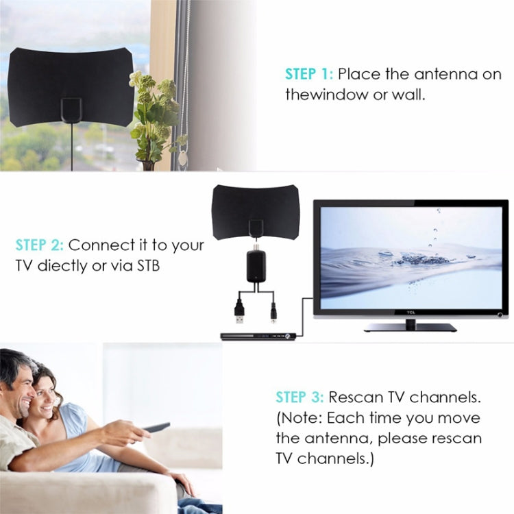 50 Miles Range 25dBi High Gain Digital Indoor HDTV Antenna with 3m Coaxial Cable - DVB-T & Simulation Antenna by buy2fix | Online Shopping UK | buy2fix