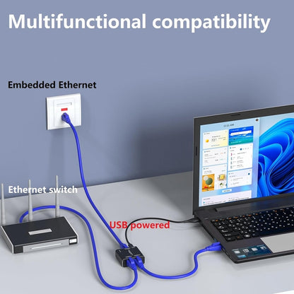 KC-E102 1000M LAN 1 to 2 RJ45 Splitter Adapter Ethernet Network Female Connector - Network Hubs by buy2fix | Online Shopping UK | buy2fix