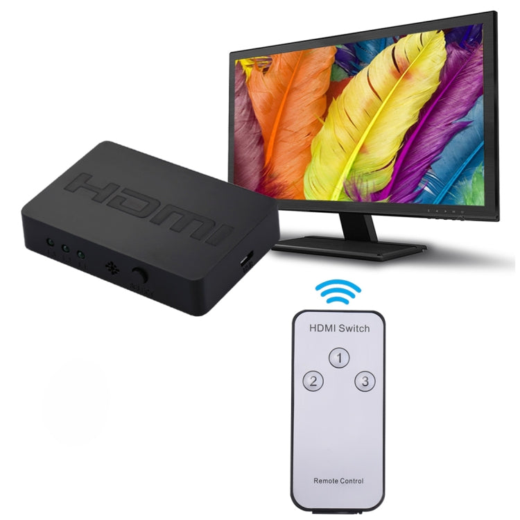 1080P 3 x 1 Ports (3 Ports Input x 1 Port Output) HDMI Switch with Remote Control by buy2fix