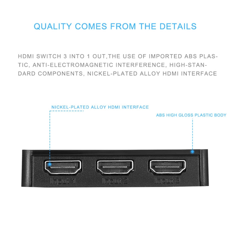 1080P 3 x 1 Ports (3 Ports Input x 1 Port Output) HDMI Switch with Remote Control by buy2fix