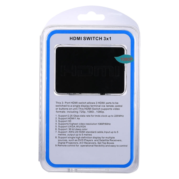 1080P 3 x 1 Ports (3 Ports Input x 1 Port Output) HDMI Switch with Remote Control by buy2fix