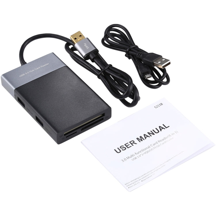 6 In 1 Multi-function Dual USB 3.0 + XQD + CF + TF + SD Card Reader -  by buy2fix | Online Shopping UK | buy2fix