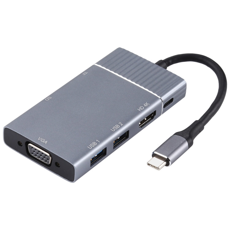 7 In 1 Dual USB 3.0 + TF/SD + HDMI/VGA + 3.5mm Jack + Type-C / USB-C Multi-function USB-C Dock Station by buy2fix