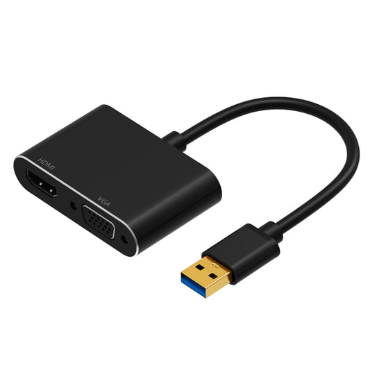 5201B 2 in 1 USB 3.0 to VGA + HDMI HD Video Converter (Black) by buy2fix