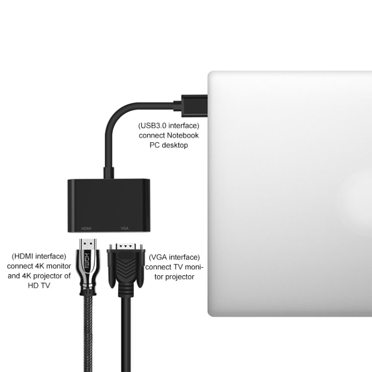 5201B 2 in 1 USB 3.0 to VGA + HDMI HD Video Converter (Black) by buy2fix