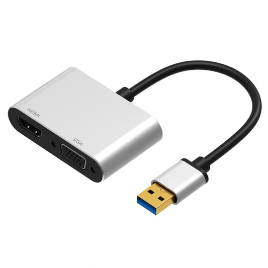 5201B 2 in 1 USB 3.0 to VGA + HDMI HD Video Converter (Silver) by buy2fix
