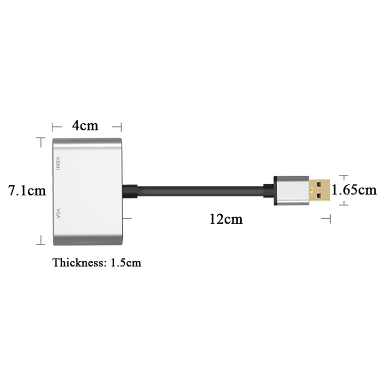 5201B 2 in 1 USB 3.0 to VGA + HDMI HD Video Converter (Silver) by buy2fix