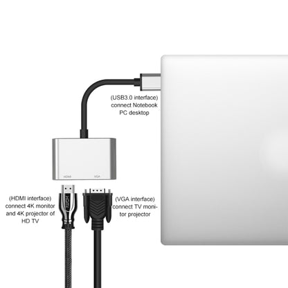 5201B 2 in 1 USB 3.0 to VGA + HDMI HD Video Converter (Silver) by buy2fix