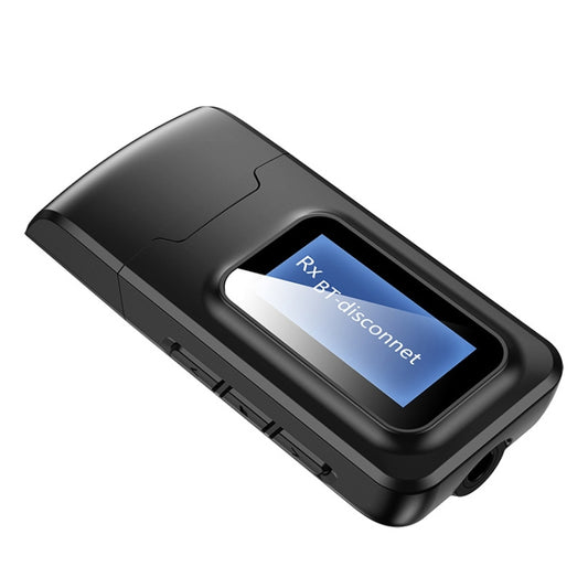 T11B 2 in 1 USB Bluetooth 5.0 Transmitter & Receiver Audio Adapter with LCD Screen(Black) - Audio Receiver Transmitter by buy2fix | Online Shopping UK | buy2fix