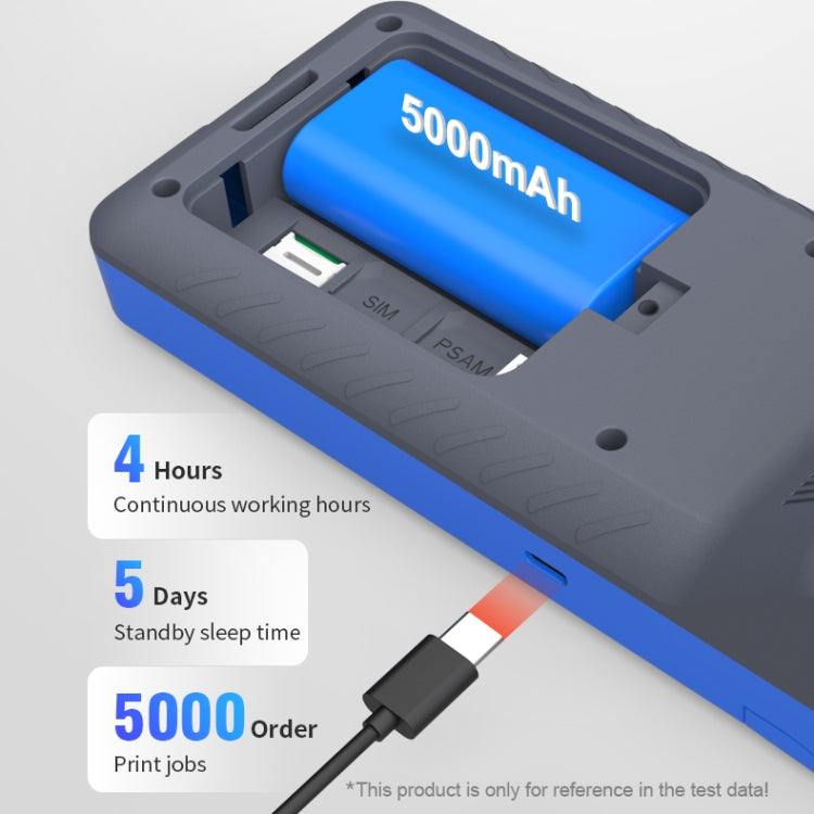 POS-6000 4G Version 2GB+32GB 58mm PDA Handheld 5.5 inch Barcode Two-dimensional Code Android Smart Scan Code Cash Register Thermal Printing Machine, EU Plug(Blue) by buy2fix