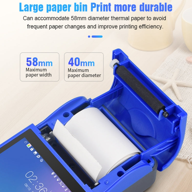 POS-6000 4G Version 2GB+32GB 58mm PDA Handheld 5.5 inch Barcode Two-dimensional Code Android Smart Scan Code Cash Register Thermal Printing Machine, US Plug(Blue) by buy2fix