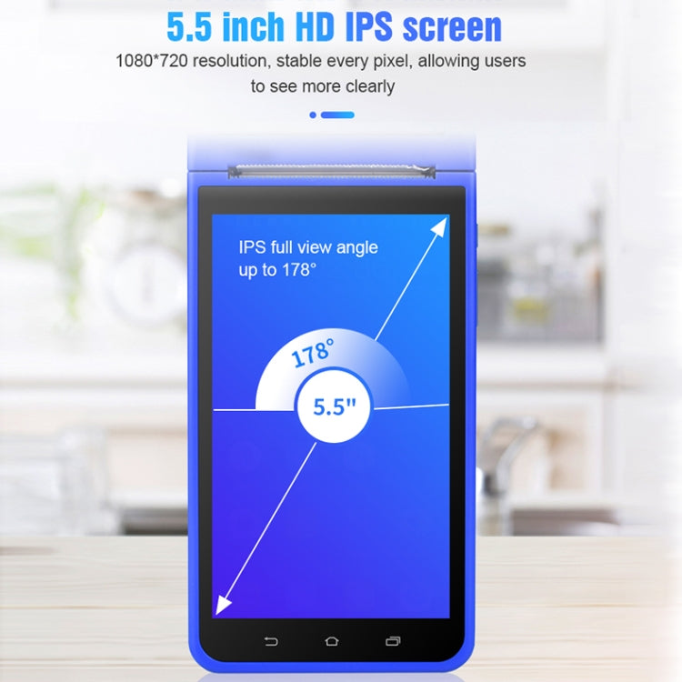 POS-6000 4G Version 2GB+32GB 58mm PDA Handheld 5.5 inch Barcode Two-dimensional Code Android Smart Scan Code Cash Register Thermal Printing Machine, US Plug(Blue) by buy2fix