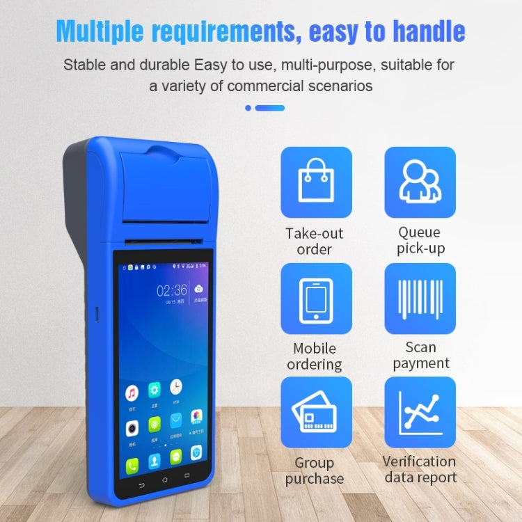POS-6000 4G Version 1GB+8GB 58mm PDA Handheld 5.5 inch QR Code Android Smart POS Teminal Scanner Printer, EU Plug - Receipt Printers by buy2fix | Online Shopping UK | buy2fix
