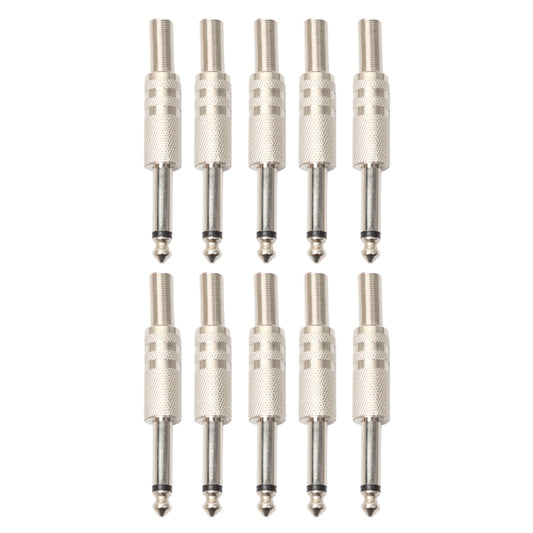 10 PCS 2 Pin 6.5mm Plug Zinc Alloy Welded Type Audio Connector 6.35 Audio Plug - Microphone Audio Cable & Connector by buy2fix | Online Shopping UK | buy2fix