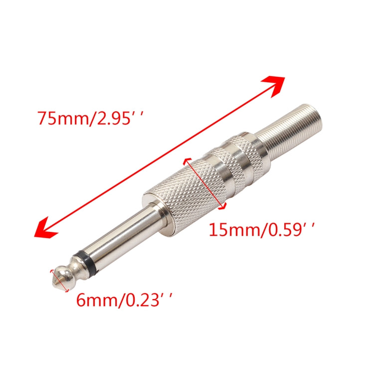 10 PCS 2 Pin 6.5mm Plug Zinc Alloy Welded Type Audio Connector 6.35 Audio Plug - Microphone Audio Cable & Connector by buy2fix | Online Shopping UK | buy2fix