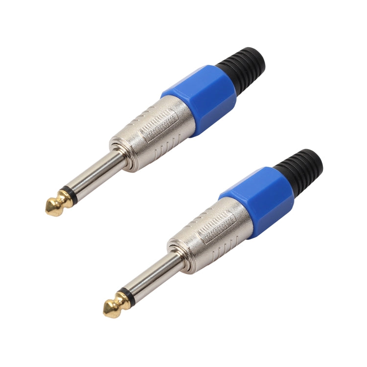 2 PCS 6.35 Gold-plating Mono Microphone Audio Plug - Microphone Audio Cable & Connector by buy2fix | Online Shopping UK | buy2fix