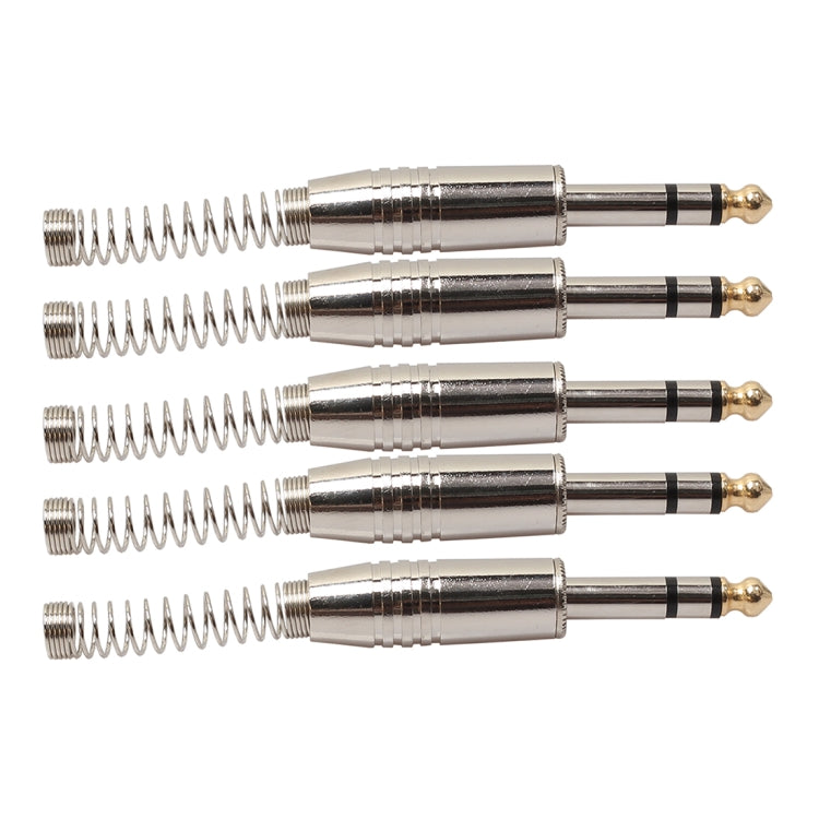 5 PCS 6.35mm Metal Audio Plug Stereo Microphone Cord Plug - Microphone Audio Cable & Connector by buy2fix | Online Shopping UK | buy2fix