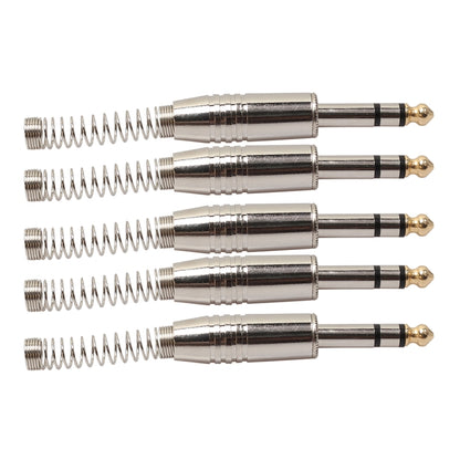 5 PCS 6.35mm Metal Audio Plug Stereo Microphone Cord Plug - Microphone Audio Cable & Connector by buy2fix | Online Shopping UK | buy2fix