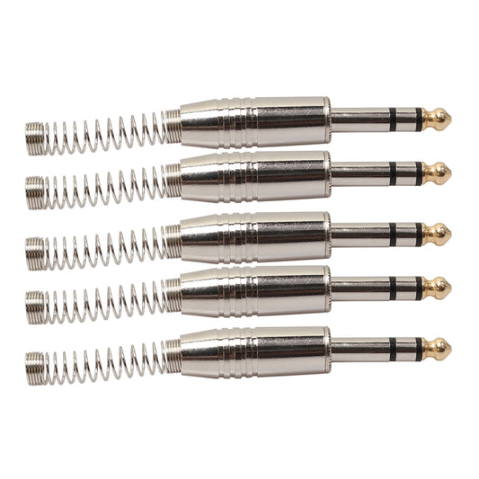 5 PCS 6.35mm Metal Audio Plug Stereo Microphone Cord Plug - Microphone Audio Cable & Connector by buy2fix | Online Shopping UK | buy2fix
