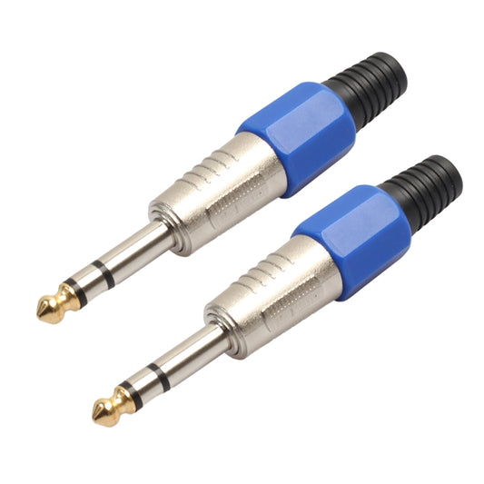 2 PCS 6.35mm Gold-plating Audio Plug Stereo Microphone Cord Plug - Microphone Audio Cable & Connector by buy2fix | Online Shopping UK | buy2fix