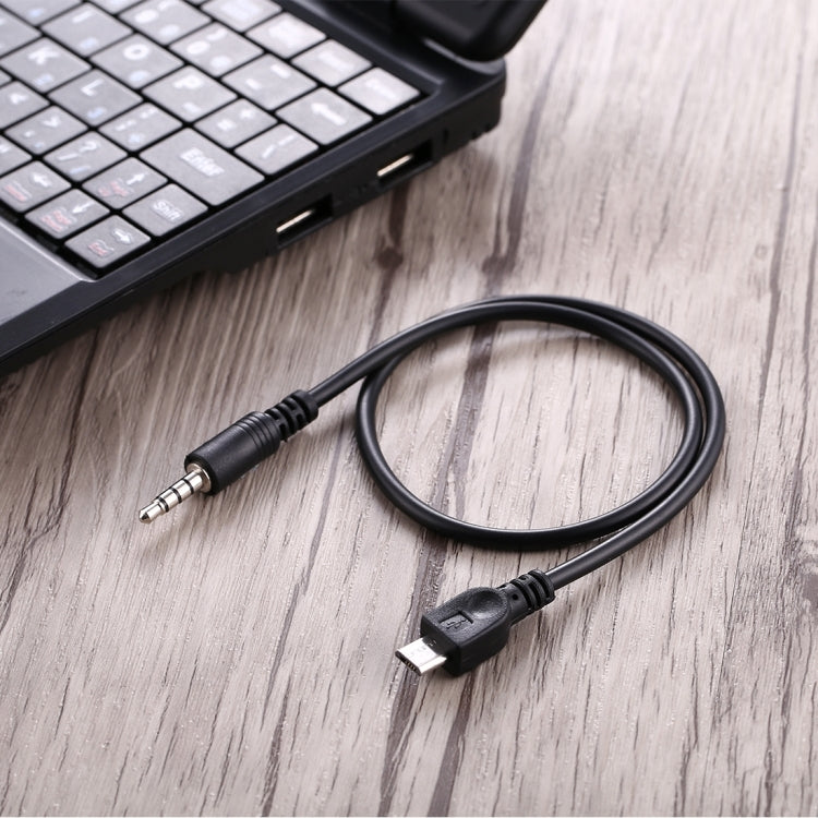 3.5mm Male to Micro USB Male Audio AUX Cable, Length: about 40cm(Black) - Aux Cable by buy2fix | Online Shopping UK | buy2fix