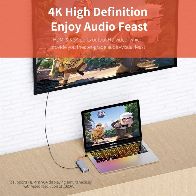 ROCK TR01 10 In 1 Type-C / USB-C to HDMI + VGA Multifunctional Extension HUB Adapter(Silver) - USB HUB by ROCK | Online Shopping UK | buy2fix