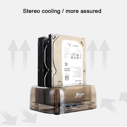 2.5 / 3.5 inch USB3.0 Dual SATA HDD Enclosure with HUB & OTB Function, The Maximum Support Capacity: 16TB by buy2fix