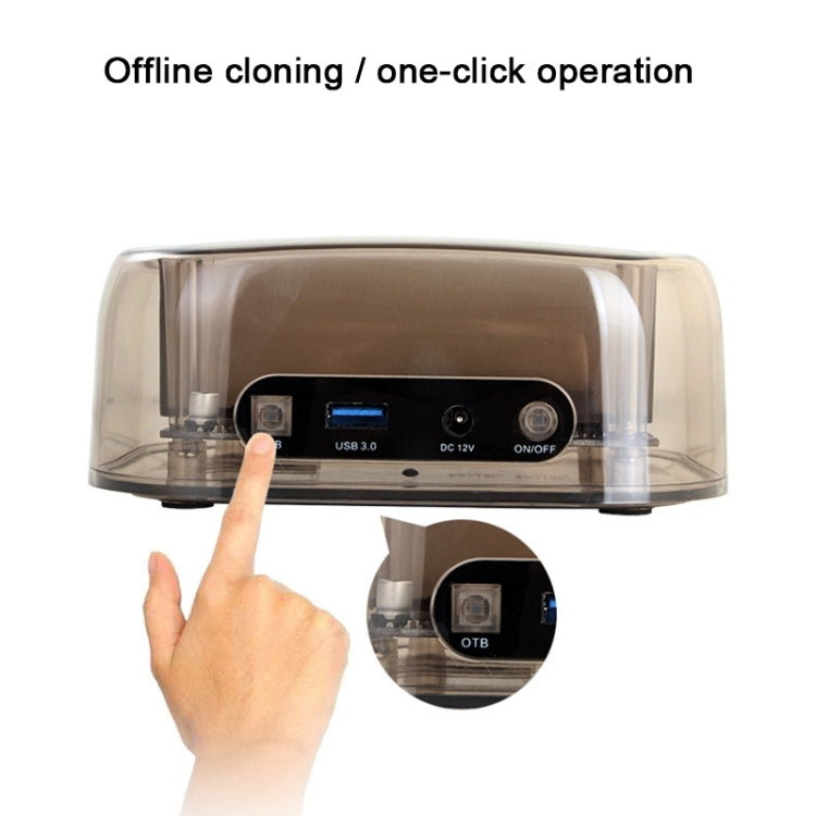 2.5 / 3.5 inch USB3.0 Dual SATA HDD Enclosure with HUB & OTB Function, The Maximum Support Capacity: 16TB by buy2fix