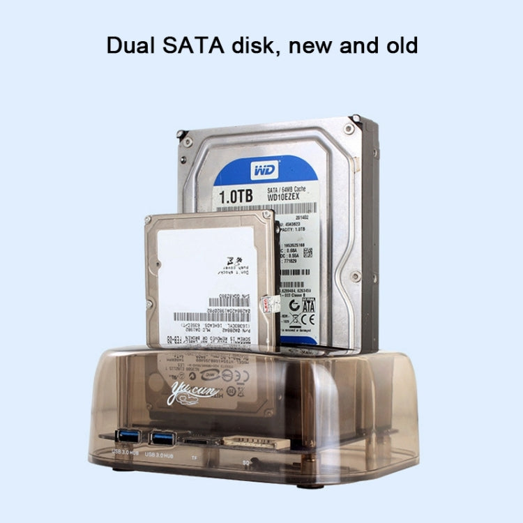 2.5 / 3.5 inch USB3.0 Dual SATA HDD Enclosure with HUB & OTB Function, The Maximum Support Capacity: 16TB by buy2fix
