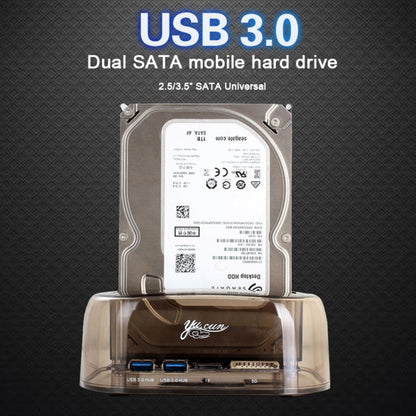 2.5 / 3.5 inch USB3.0 Dual SATA HDD Enclosure with HUB & OTB Function, The Maximum Support Capacity: 16TB by buy2fix