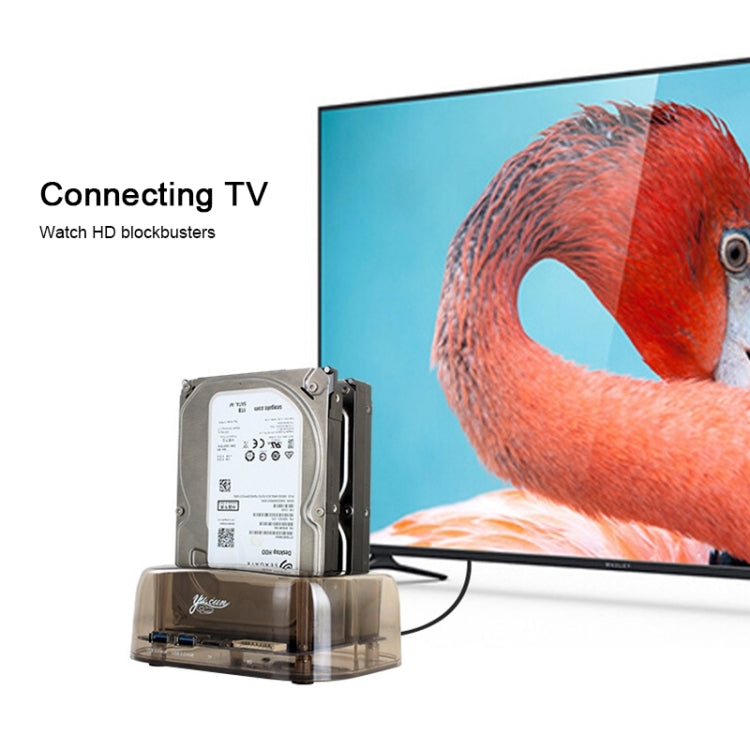 2.5 / 3.5 inch USB3.0 Dual SATA HDD Enclosure with HUB & OTB Function, The Maximum Support Capacity: 16TB by buy2fix