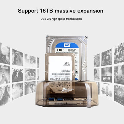 2.5 / 3.5 inch USB3.0 Dual SATA HDD Enclosure with HUB & OTB Function, The Maximum Support Capacity: 16TB by buy2fix